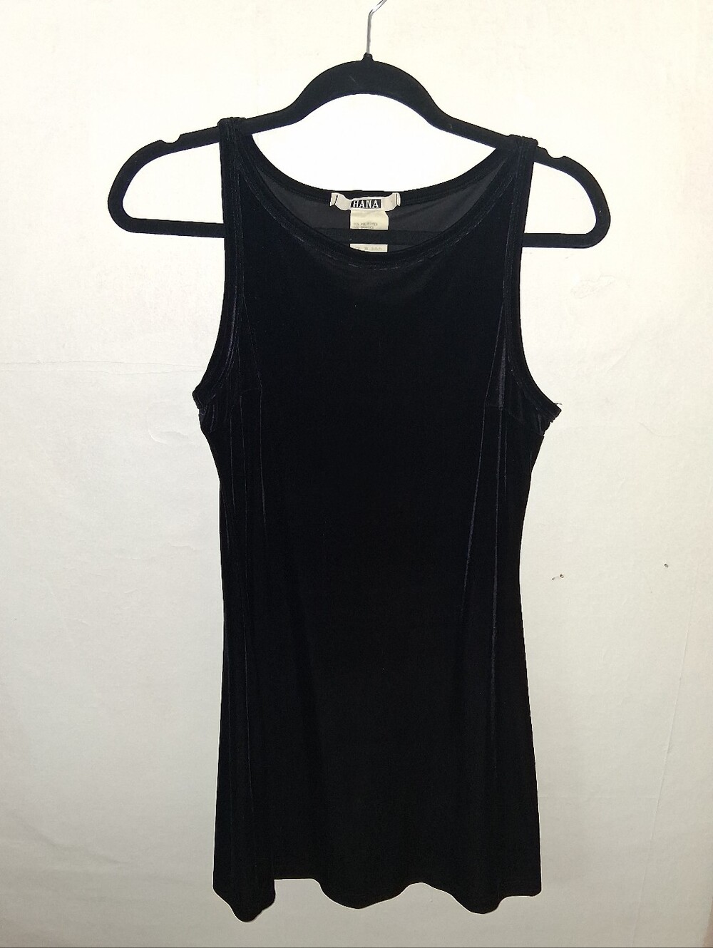 Vintage HANA Y2k Little Black Dress- Velvet Sleeveless Tank Mini Dress Med/Small